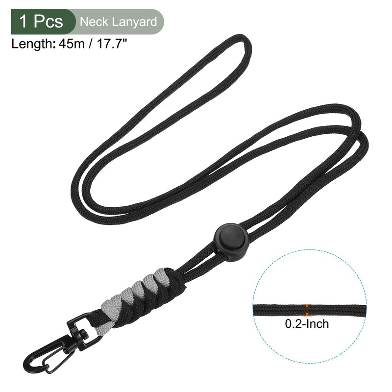 1 Pcs Neck Lanyards Adjustable Lanyards with Metal Clip(Black Grey, 17.7") gallery