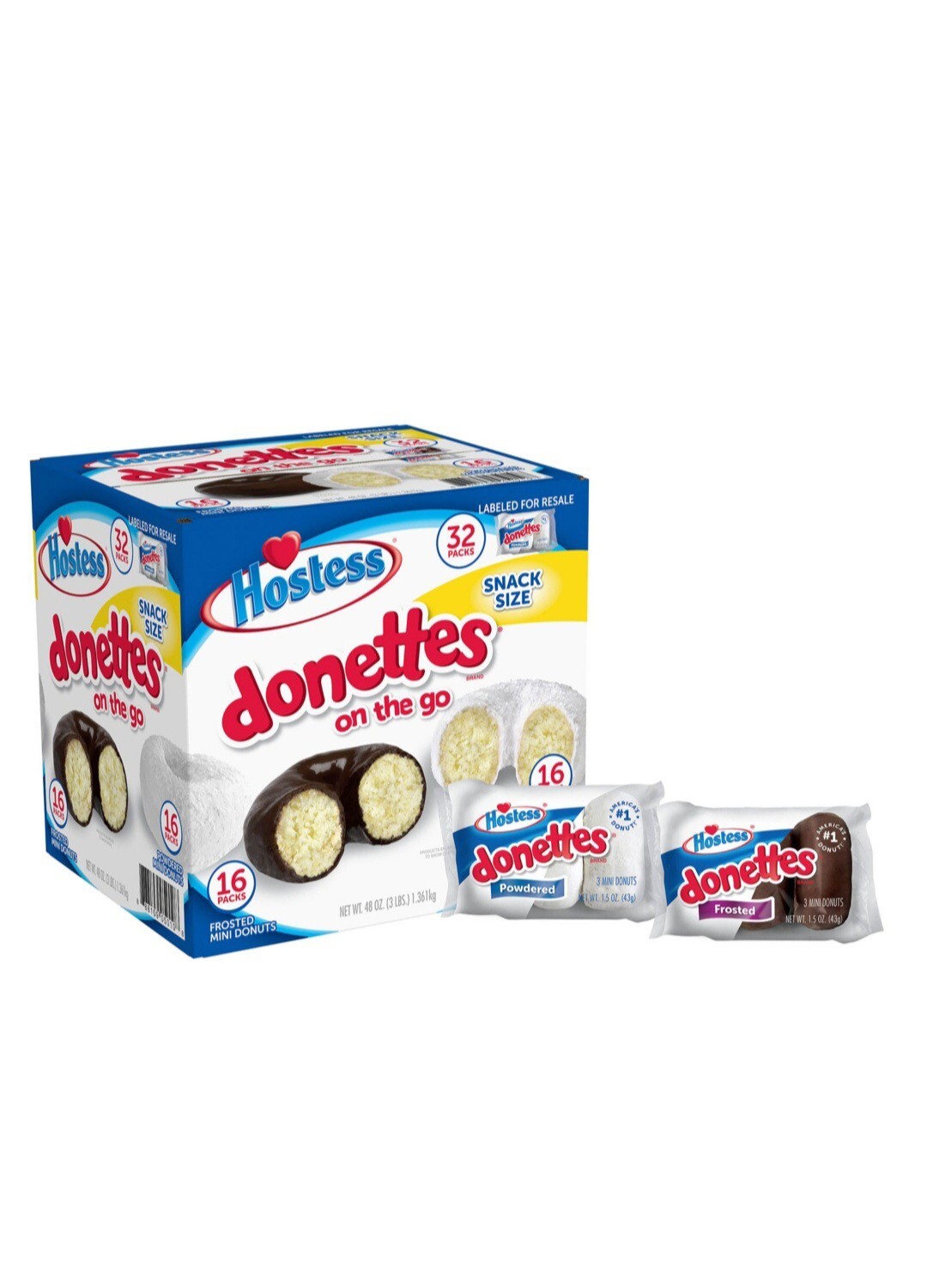 🔥 Hostess Mini Powered Donettes and Frosted Chocolate Mini Donettes 32 CT 48 oz gallery
