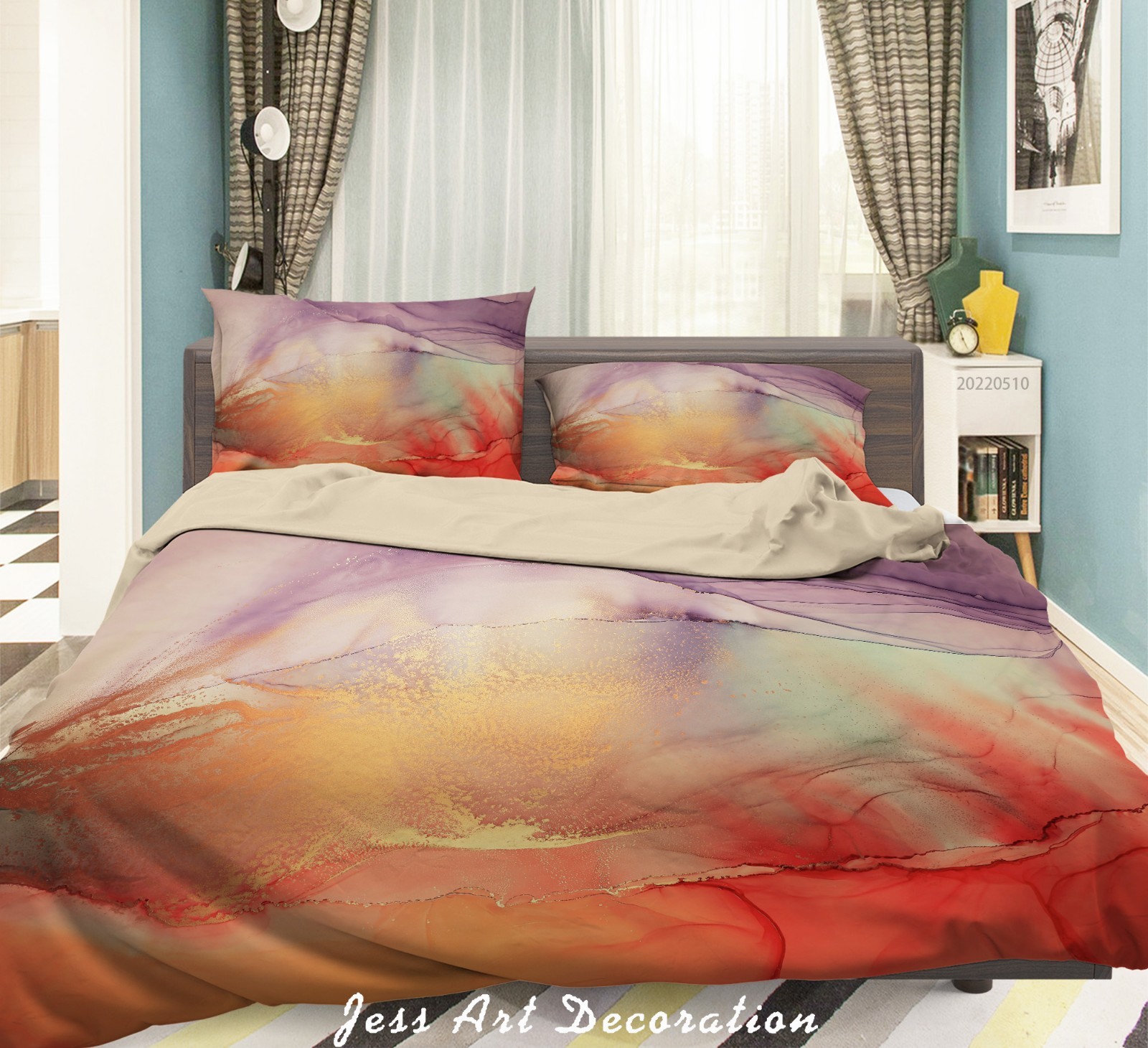 3D Red Gold Marble Texture Quilt Cover Set Bedding Sets Pillowcases gallery