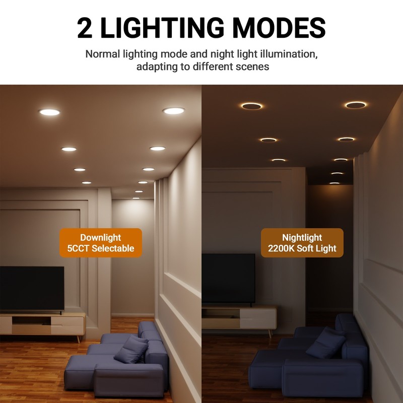 24Pack 6 Inch 5CCT LED Recessed Ceiling Light with Night Light 1050LM, Dimmable gallery