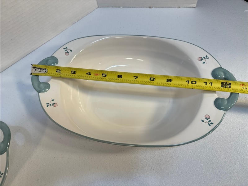 Pfaltzgraff April Oval Serving Dish Set of 3 White Floral Stoneware Purple Teal gallery