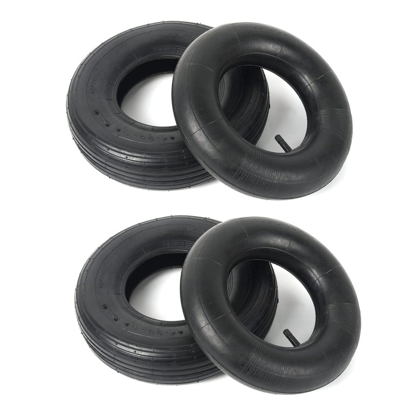 (2 Sets) 4.00-6 Replacement Pneumatic Tires and Inner Tubes - Universal Fit 13” gallery