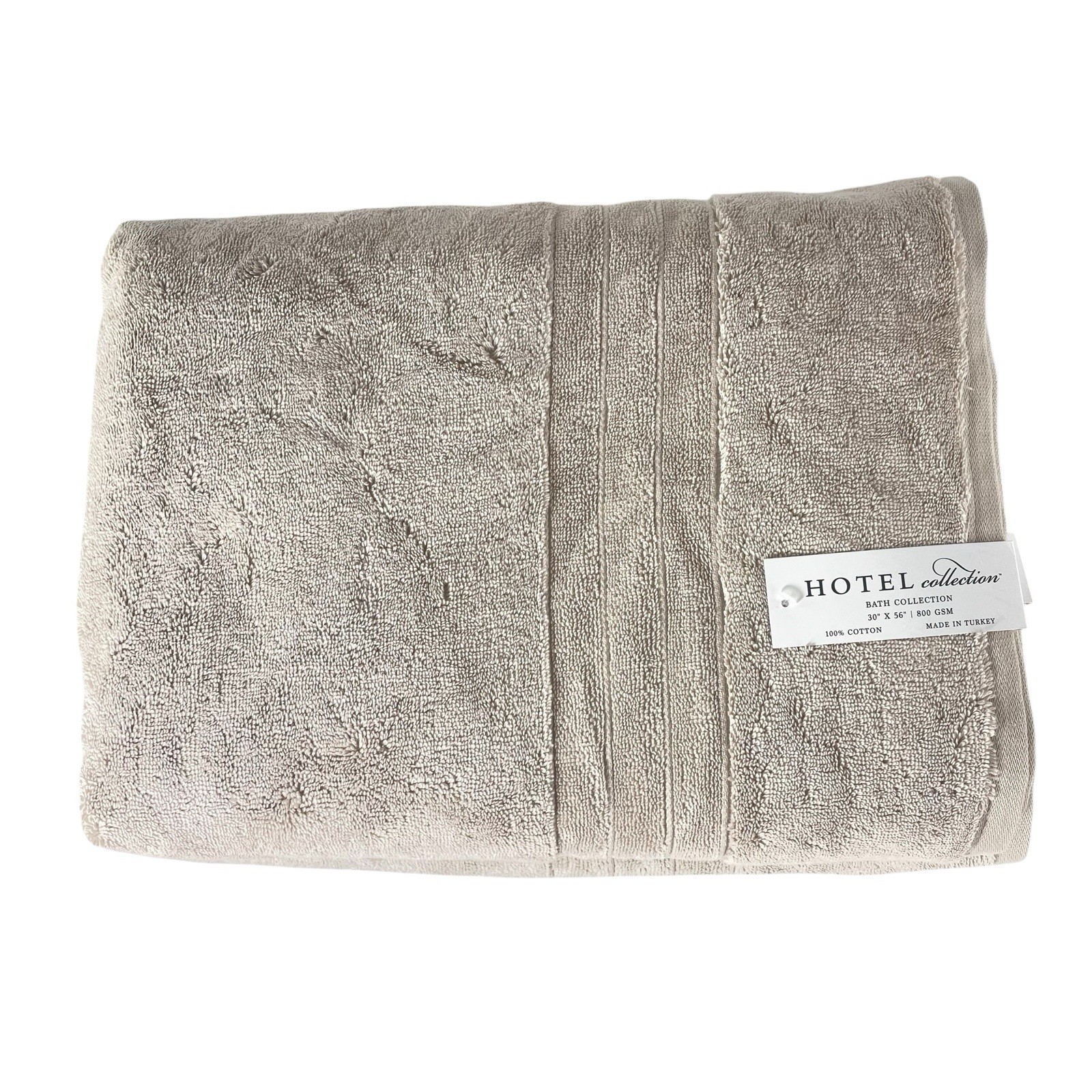NEW Hotel Collection Turkish Bath Sheet & Bath Towel Beige 100% Cotton Set of 2 gallery