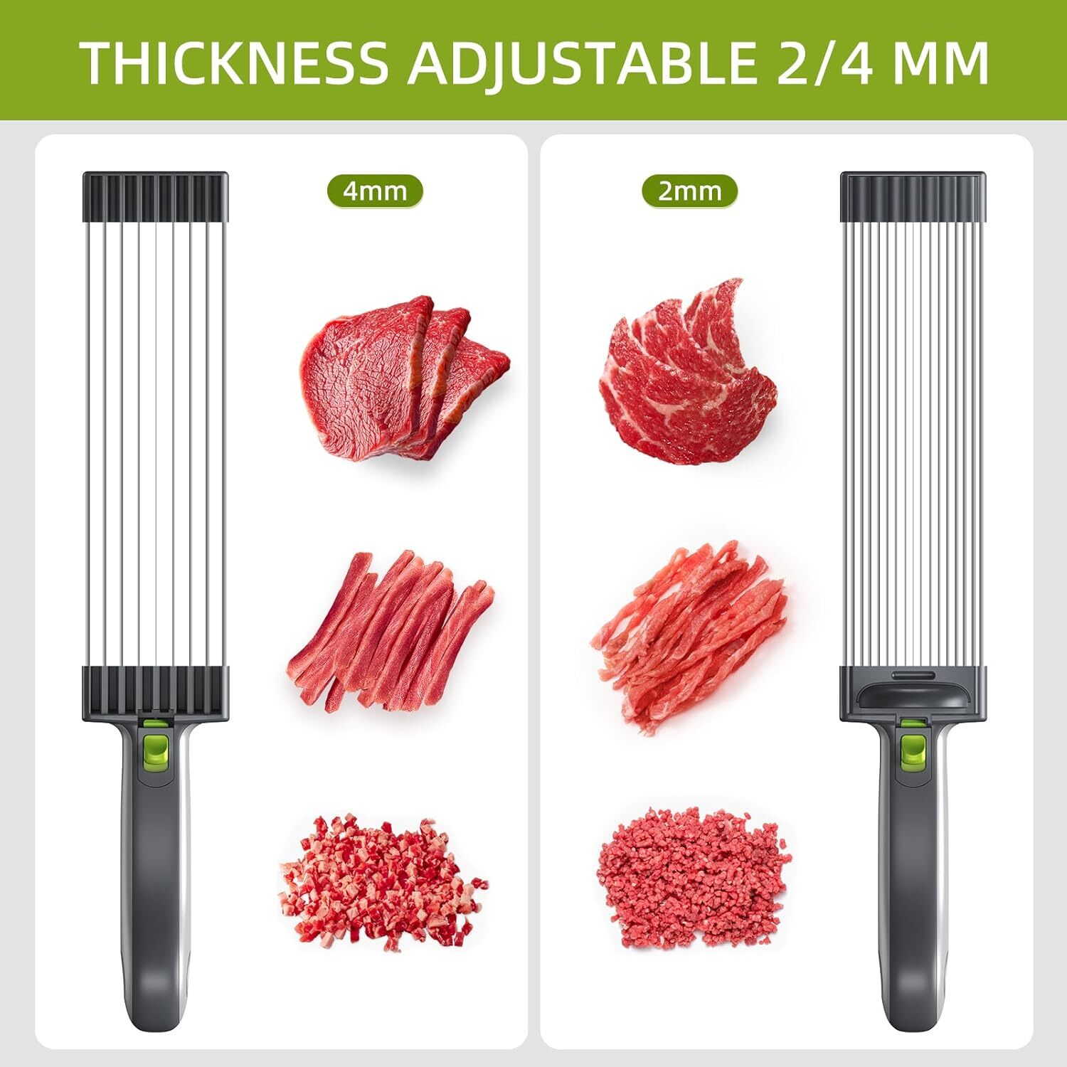 Fresh Meat Slicer, Adjustable Thickness, 17-in-1 Stainless Steel Chopper, (Gray) gallery
