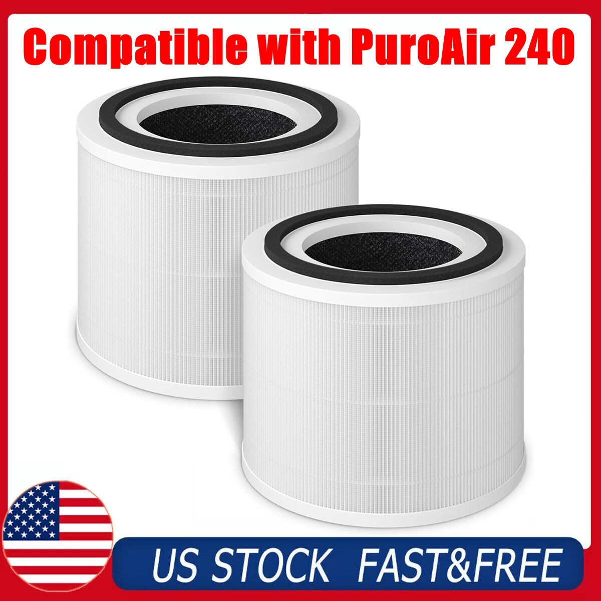 2-Pack PuroAir 240 Replacement HEPA Filter HEPA 14 For PuroAir 240, Puro Air 240 gallery