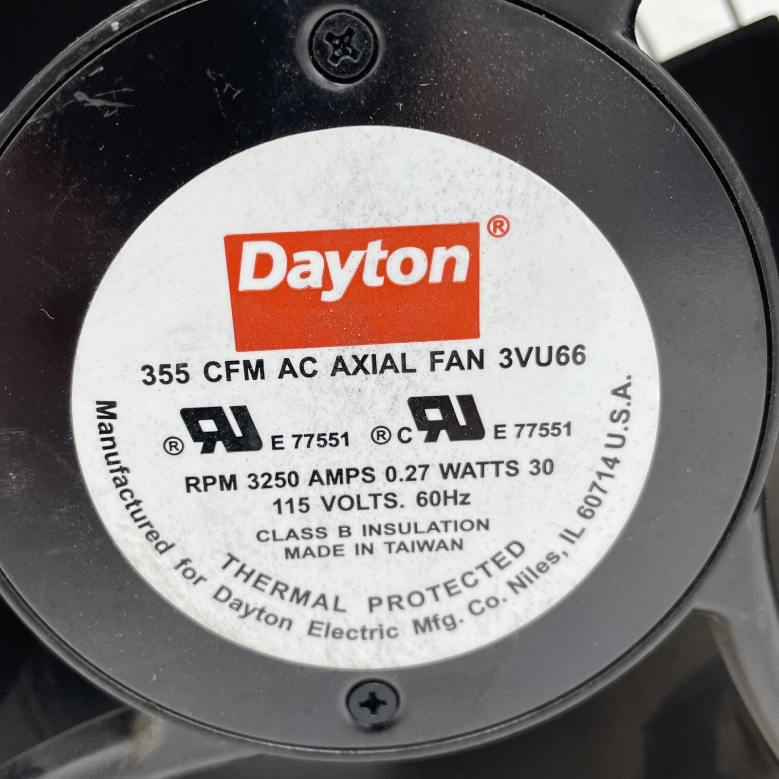 Dayton 3Vu66 Standard Square Axial Fan, Square, 115V Ac, 1 Phase, 355 Cfm gallery
