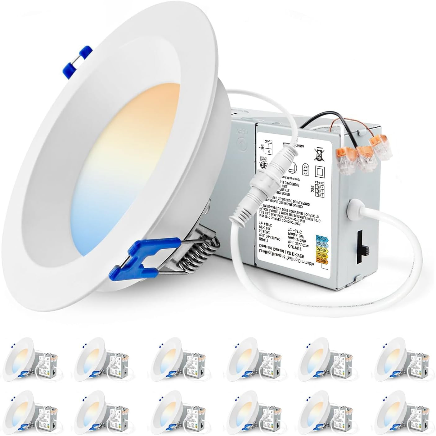 Dimmable 4" LED Downlight 12W 1080LM, 5CCT Selectable, 12 Pack, ETL Certified gallery