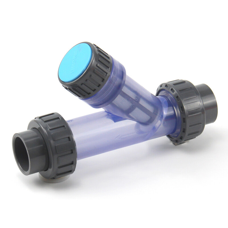 20-63mm Pipe PVC Plastic Inline Y Strainer Filter 10 Mesh Transparent For Water gallery