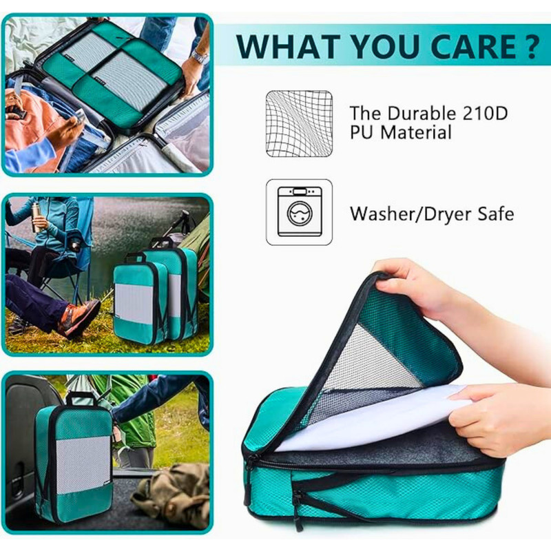 Compression Packing Cubes Set – 5 Lightweight Luggage Organizers bags for Travel gallery