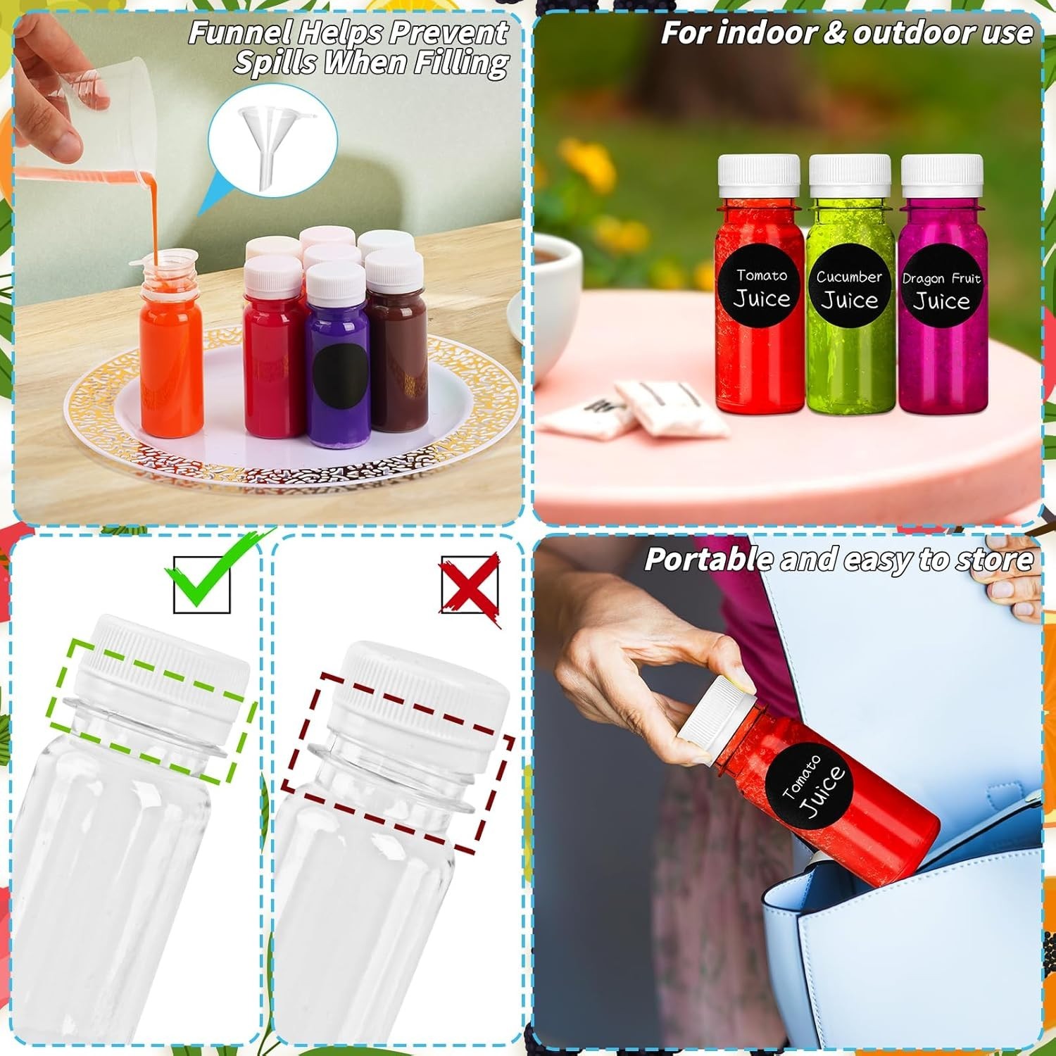 UZLU 165 Pcs 2 oz Small Plastic Juice Bottles with White Caps 2 oz, gallery