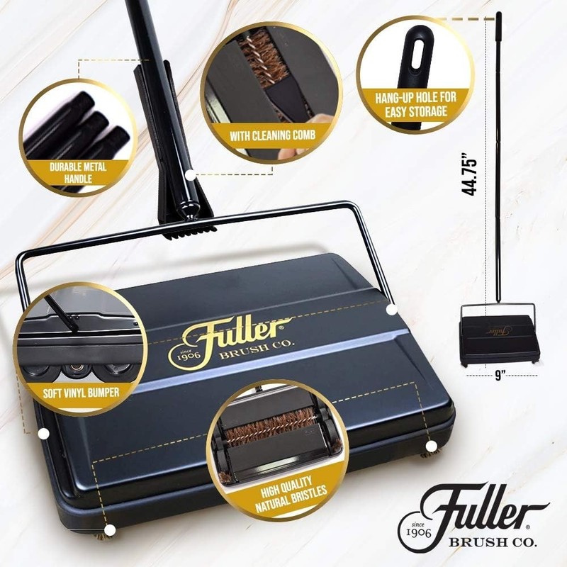 Electrostatic Carpet & Floor Sweeper - Lightweight 9" Path - Effortless Cleaning gallery