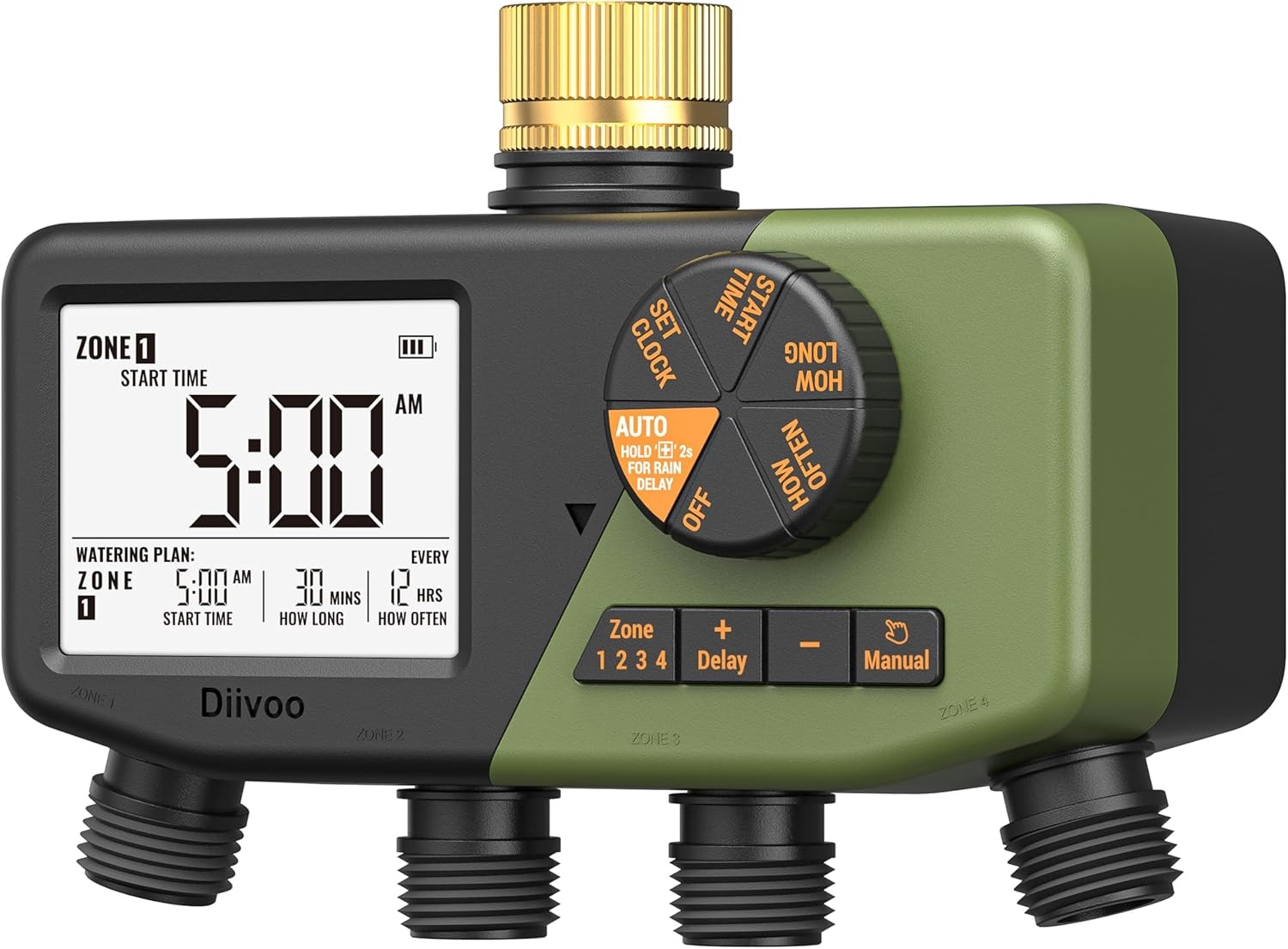 4 Zone Sprinkler Timer with Large Display Digital Control Rain Delay for Garden gallery