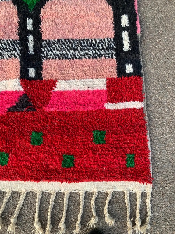 Handmade red multi moroccan berber wool rug for living room bedroom etc gallery
