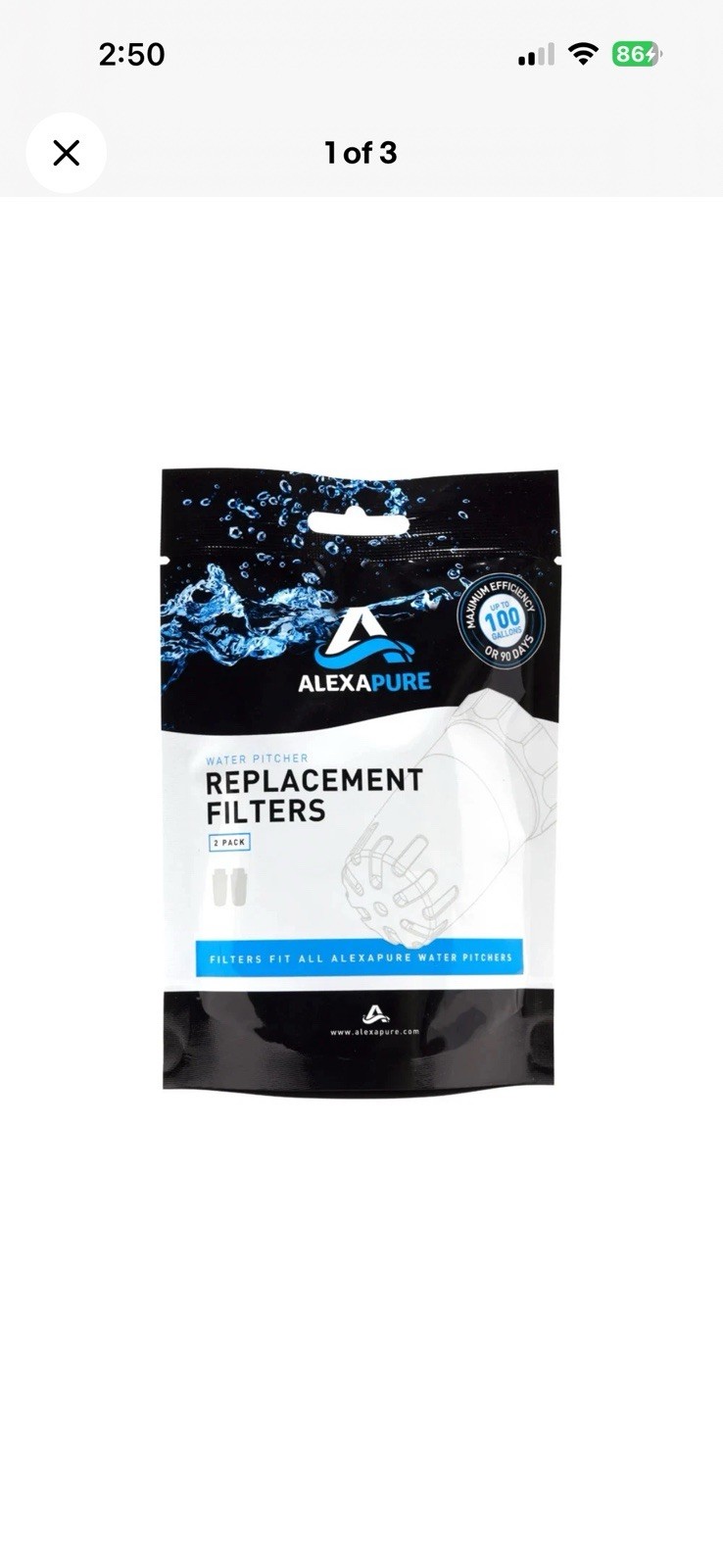 Alexapure Pitcher Replacement Filters - 2-Pack gallery