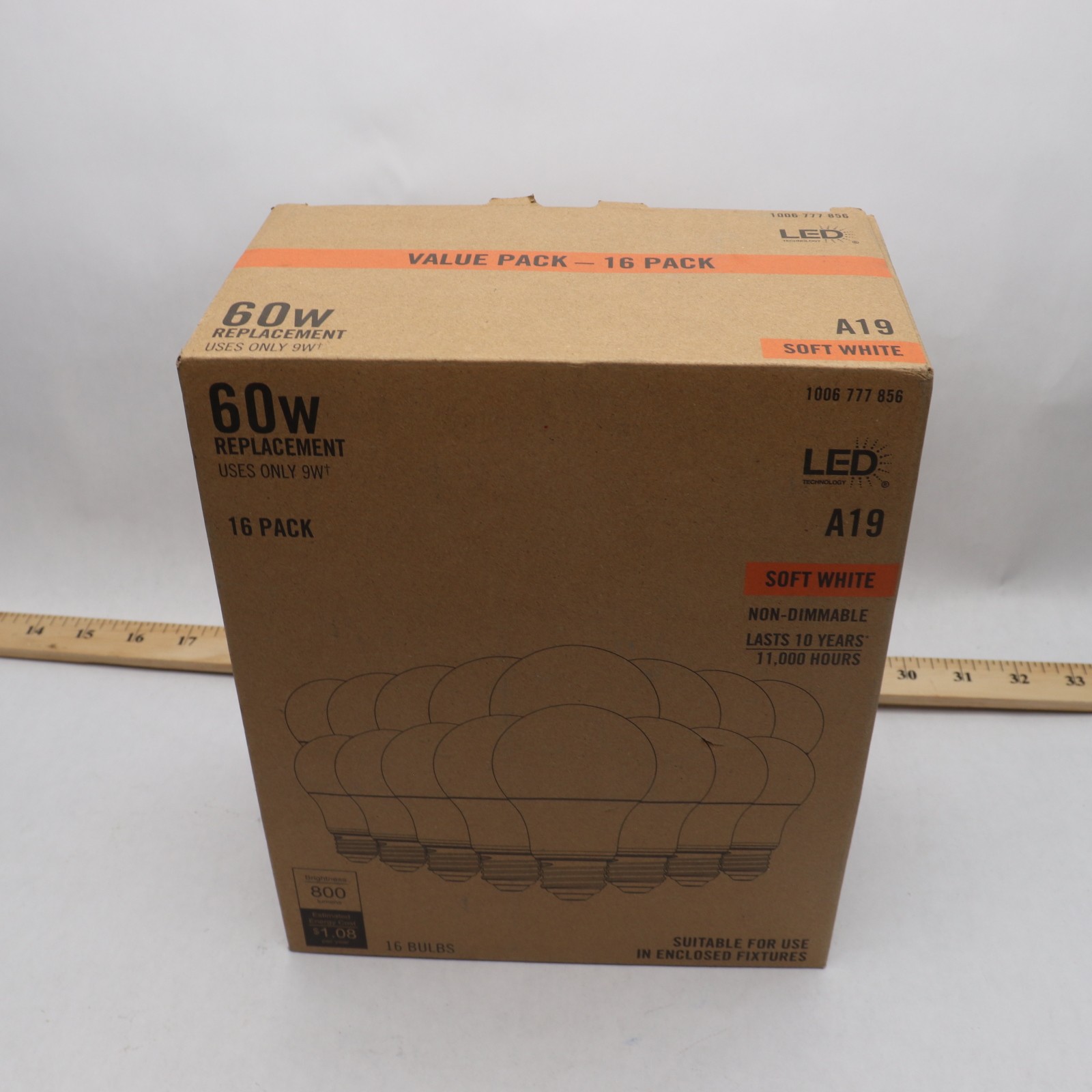 (16-Pk) LED Technology Non-Dimmable Light Bulb A19 60W 1008 777 856 gallery