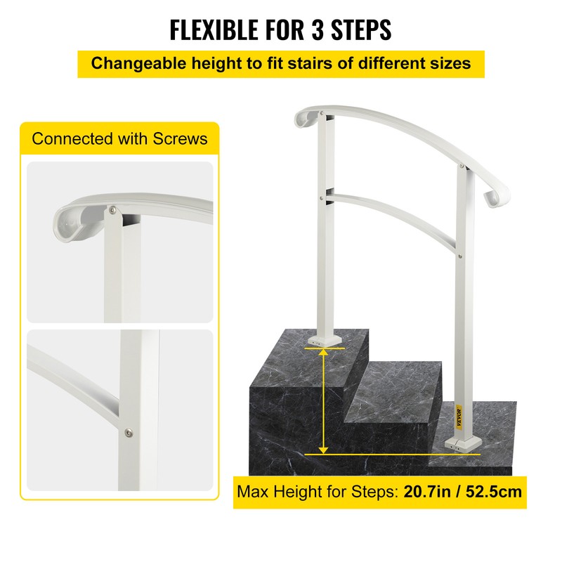 Transitional Handrail Fits 3 Steps Matte White gallery