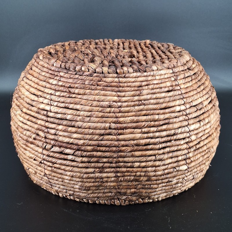 Round Woven Basket Seagrass & Wire Frame Wicker Basket 14" x 14" x 9" gallery