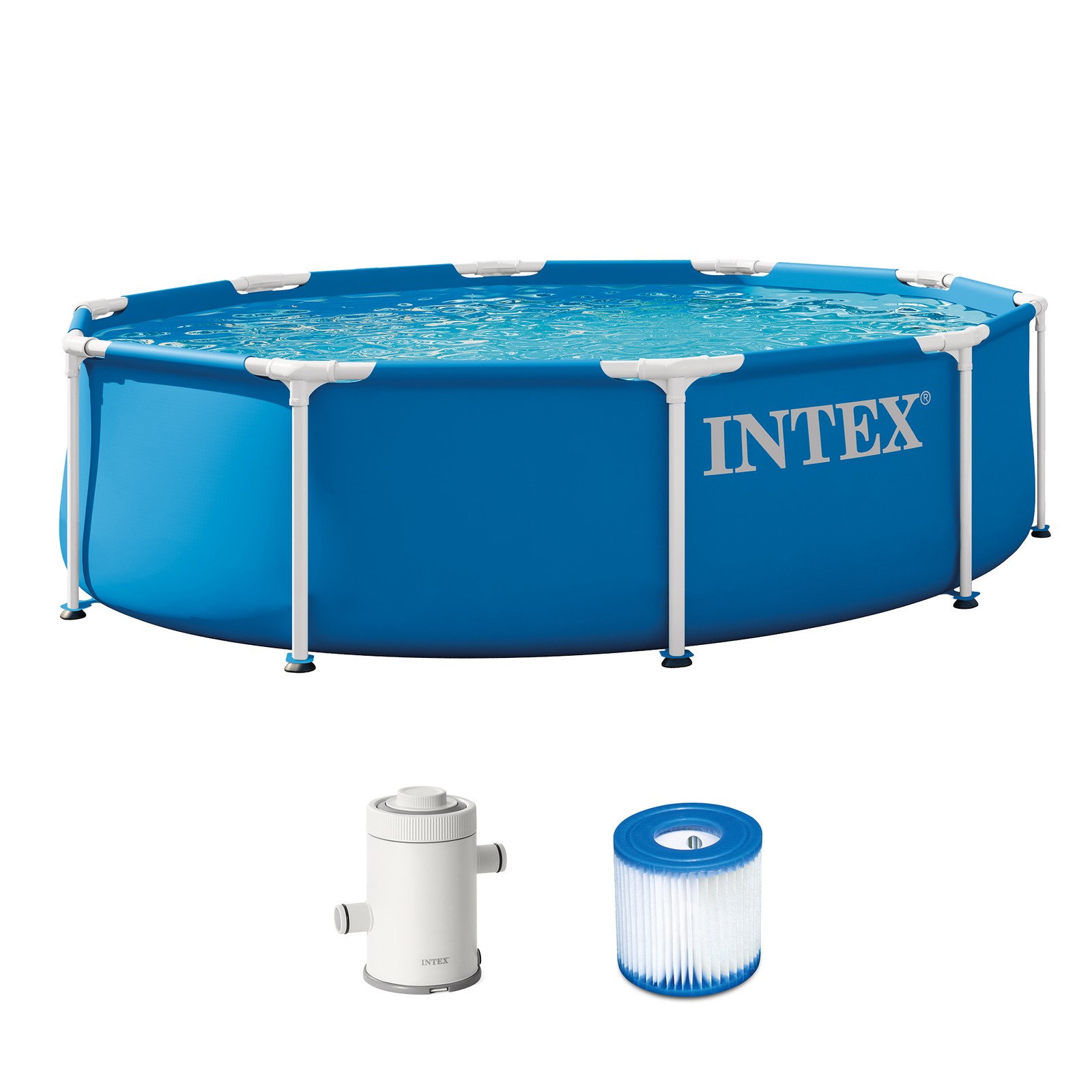 Intex Metal Frame Above Ground Pool Set w/ Pump & Cartridge (For Parts) gallery