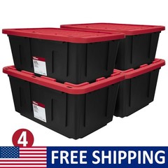 27 Gal Plastic Storage Stackable Basements Snap Lid Organizing Sundries 4 Pc New
