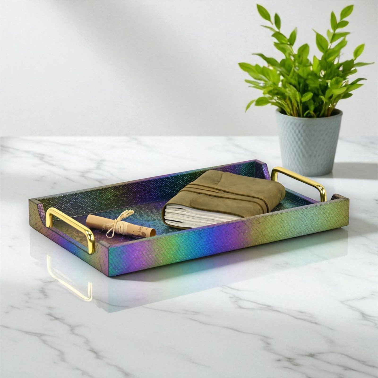 Nimue Prismatic Scale Tray RaInbow Gold 15Dot75In gallery