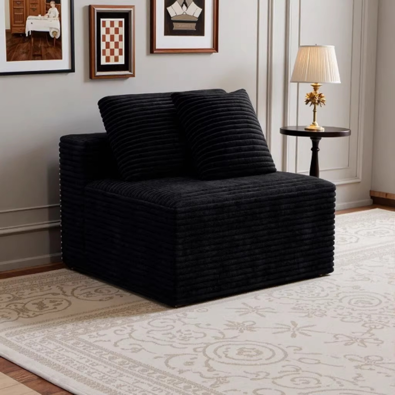 Modular Sectional Couch for Small Space Corduroy Floor Sofa No Assembly Required gallery