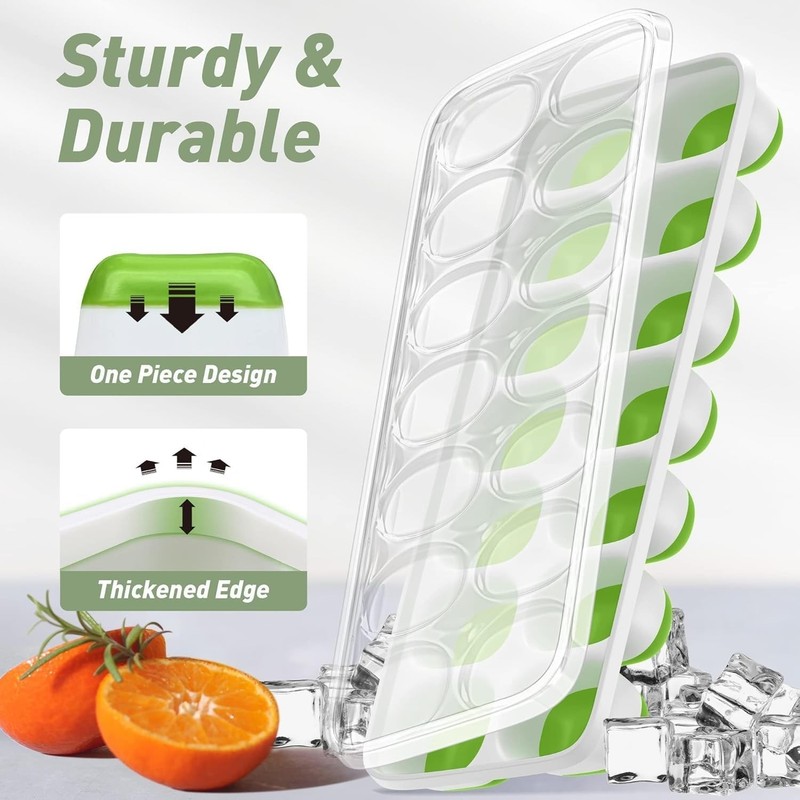 4‑Pack Ice Cube Trays with Lids, 56‑Cube Total Stackable Freezer Ice Trays, gallery