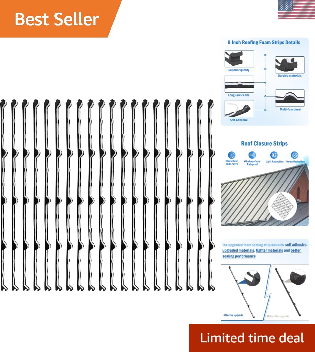9 in Inside Classic Rib Profile Foam Closure Strips Fit for Metal Roofing R P... gallery