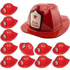 24 Pack Fire Chief Plastic Hat Red Child Size Firefighter Birthday Party Favors