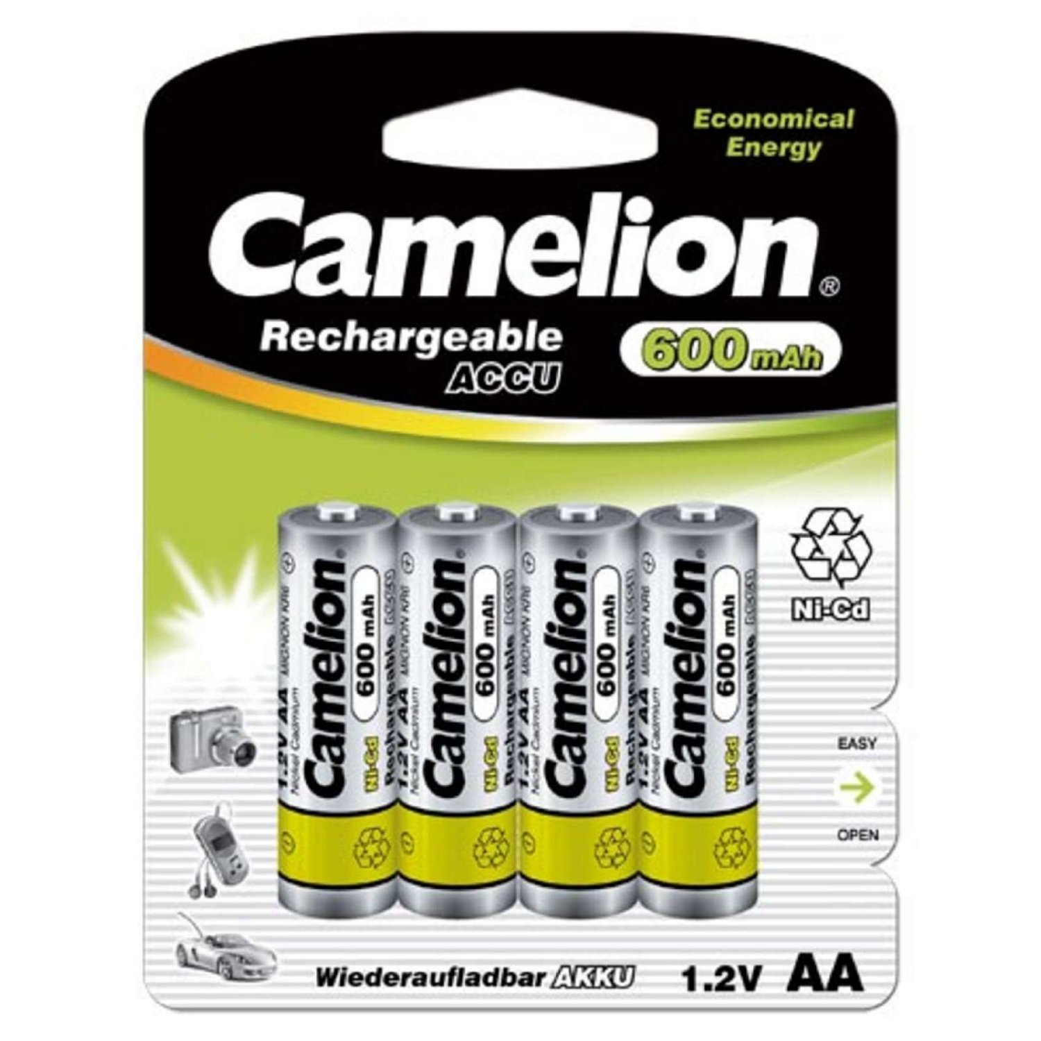 AA NiCd Rechargeable Solar Light Batteries 600 mAh 4 pack gallery