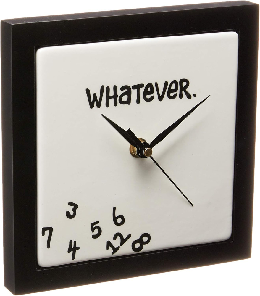 Whatever. Scrambled Numbers Always Late 7.5 X 7.5 Inch Square Hanging Wal