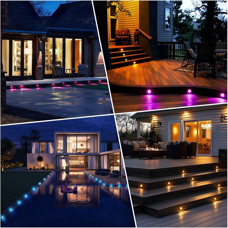 Smart Wifi Control LED Deck Lights Kit - 20 Waterproof RGBW Stair Lights gallery