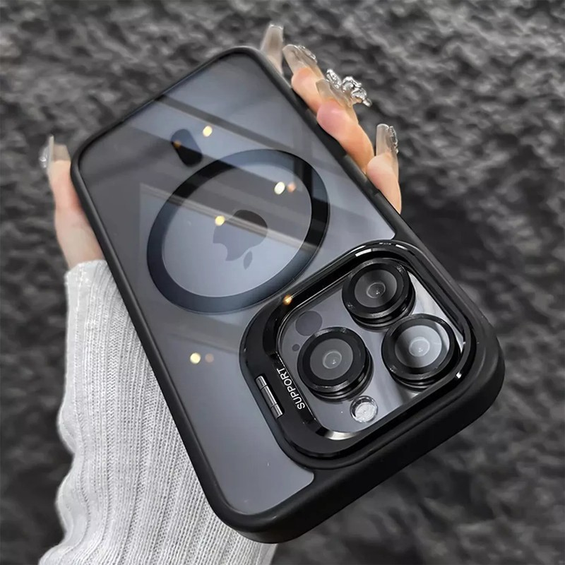 Camera Stand Mag Safe Case For iPhone 16 Pro Max 15 14 Plus 13 + Lens Protector