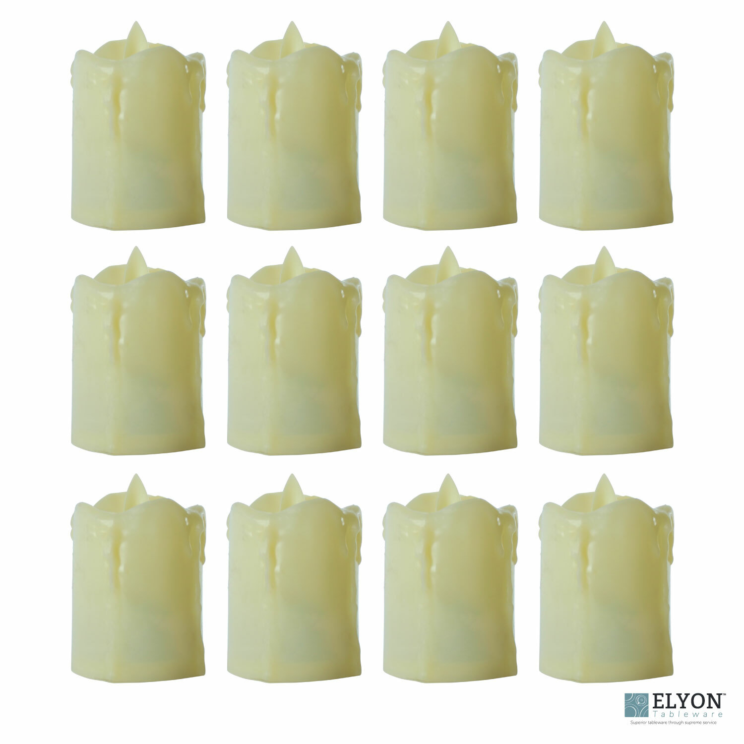 LED Flameless Short Dripping Pillar Flicker Candles, 12 Pack, Ivory gallery