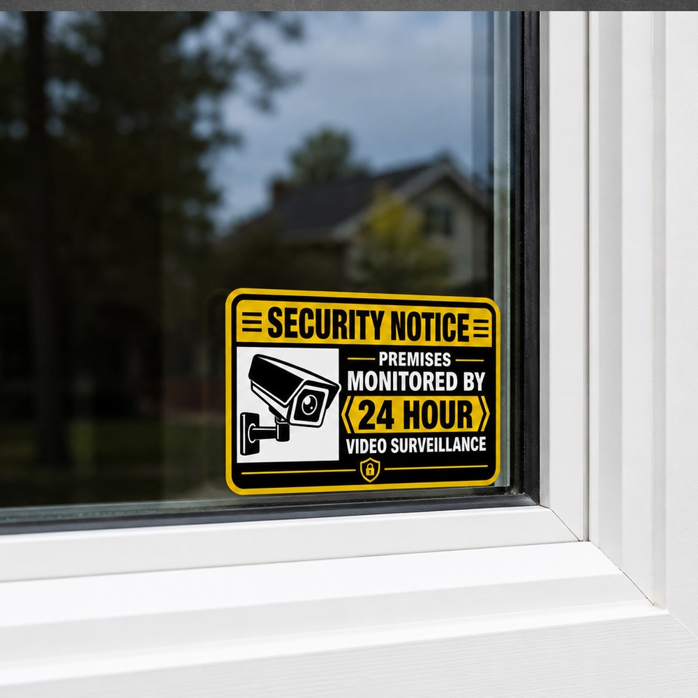 4-Pack Security Camera Notice 24 Hour Video Surveillance Stickers Vinyl Decals gallery