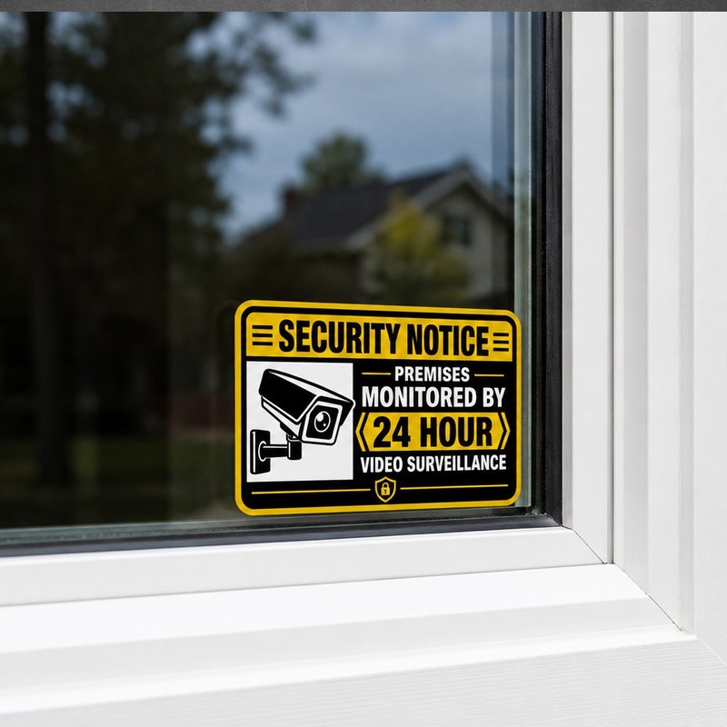 4-Pack Security Camera Notice 24 Hour Video Surveillance Stickers Vinyl Decals gallery