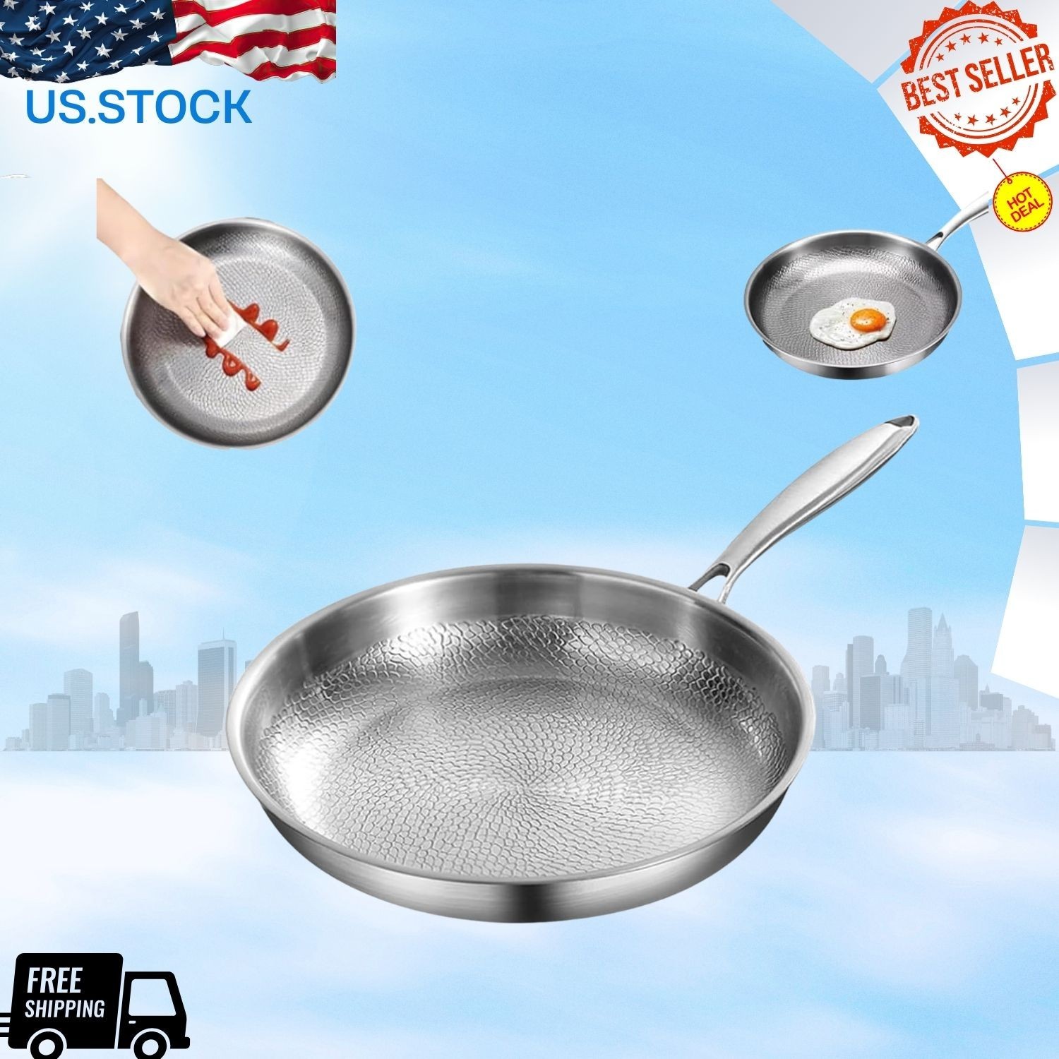 Titanium Hammered Pan Pro 2025 Non-Stick Scratch-Resistant Even Heat Pan gallery