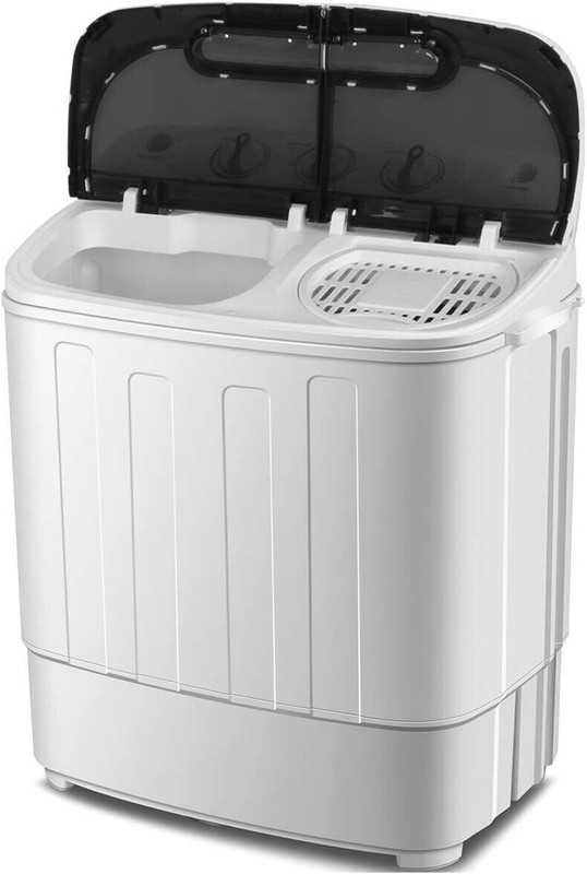 White Compact Washing Machine Mini Twin Tub Portable Washer Spin Dry Cycle 13lbs gallery