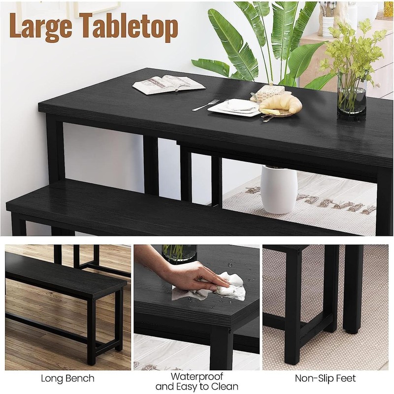 Rectangular Dining Table And Chairs Set Four Modern Wood gallery