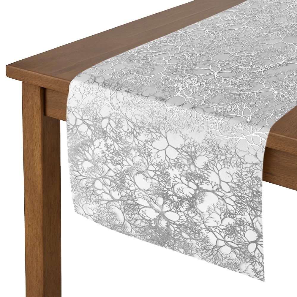 3 PCS 12x108 Inch Silver Branches Polyester Table Runner for Weddings, Parties gallery