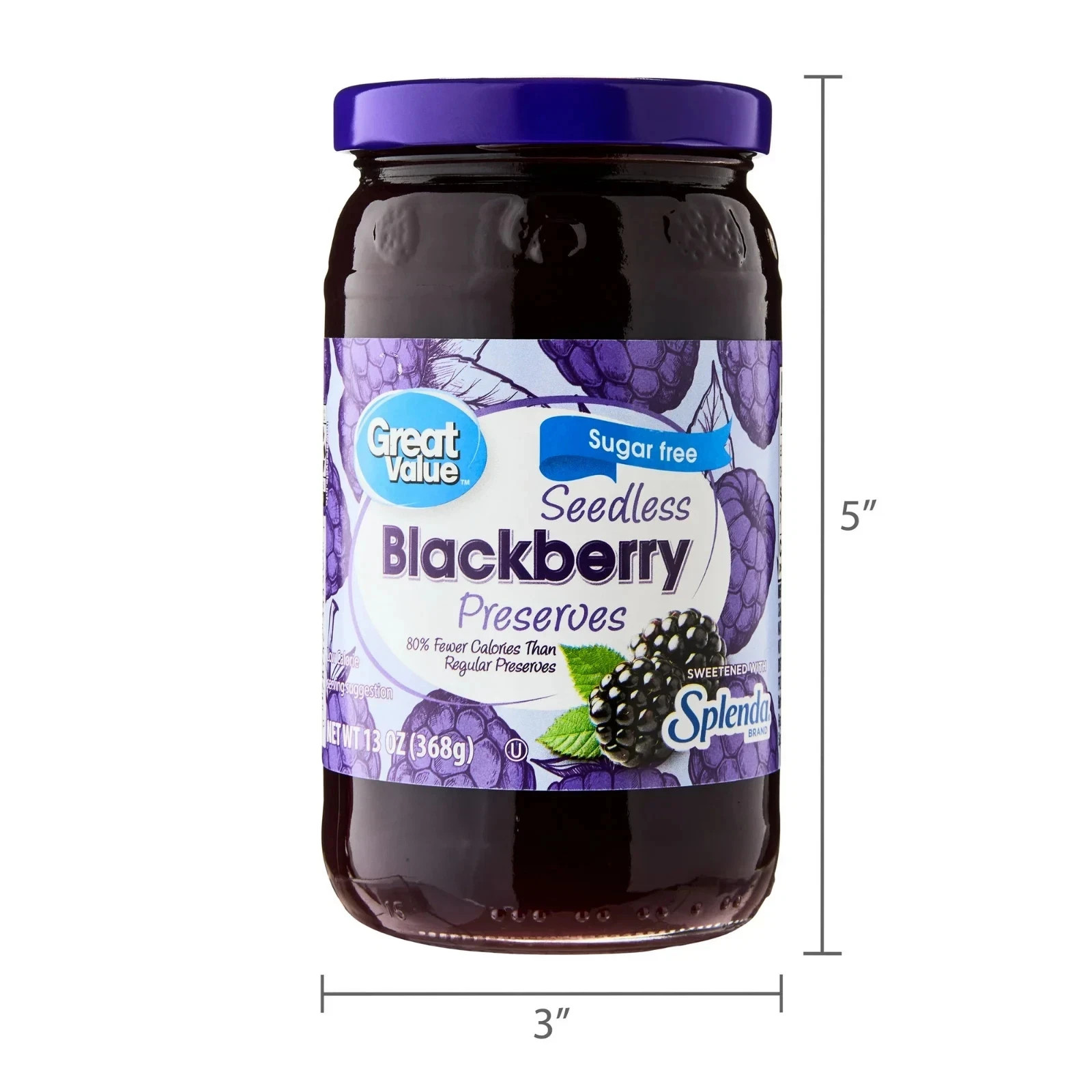 (2 pack) Great Value Sugar-Free Seedless Blackberry Preserves, 13 oz... gallery