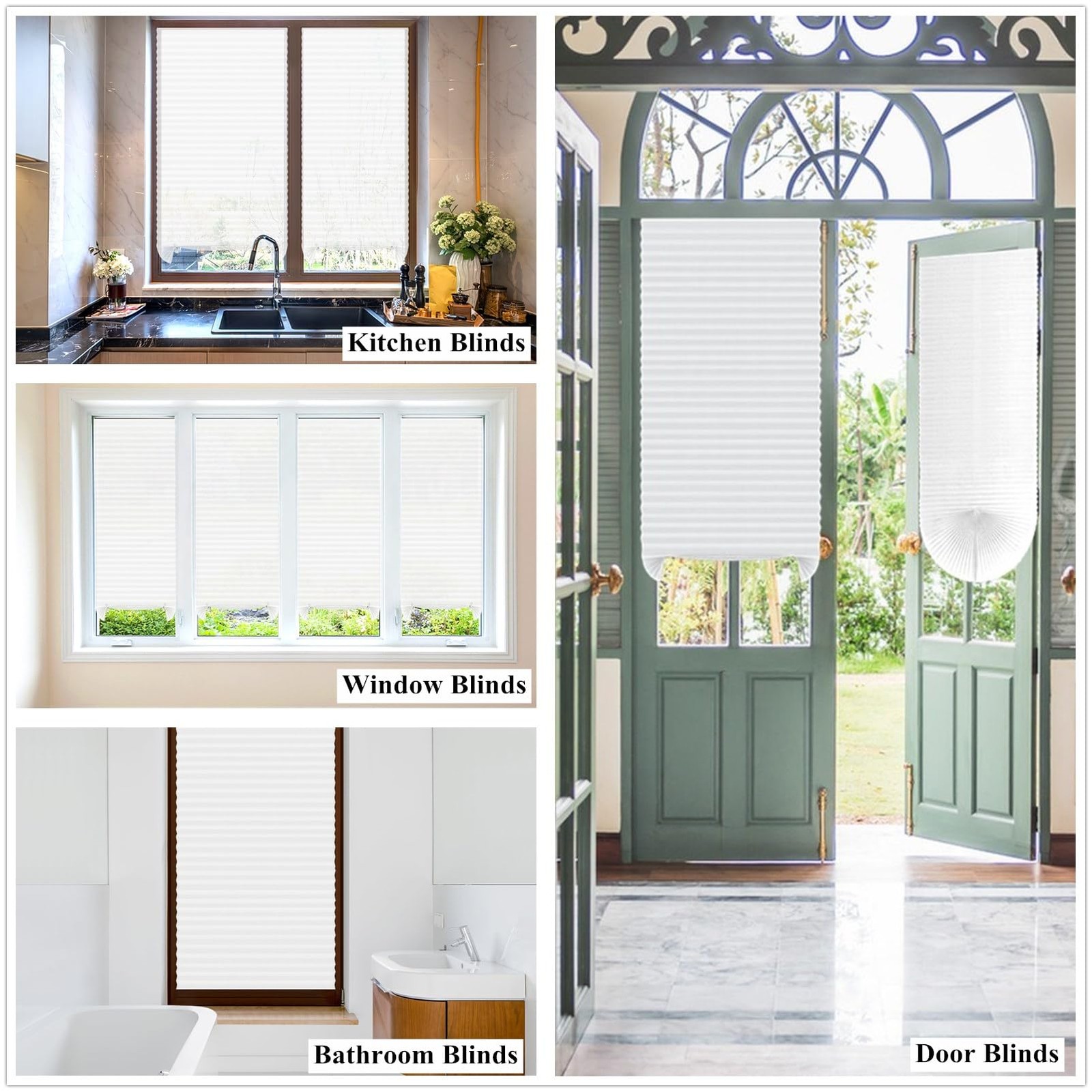 MALOKI Temporary Window Blinds, Pleated Shades Cordless Fabric Light Filterin... gallery