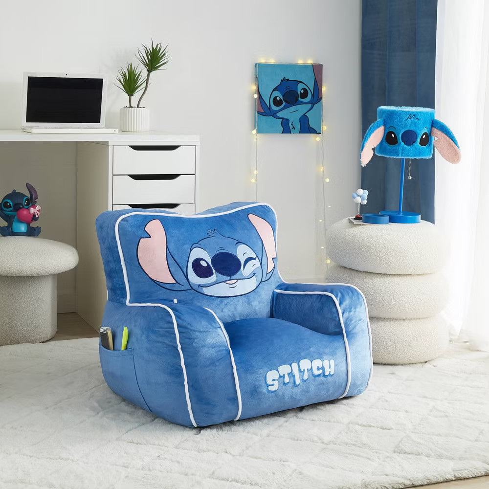 Stitch Kids' Compressed Foam Plush Chair Blue gallery