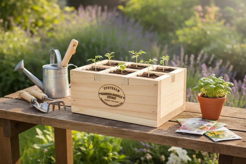 6-Cell Cedar Seedling Tray & Planter *Handmade in USA* The WORLDS FIRST EVER gallery