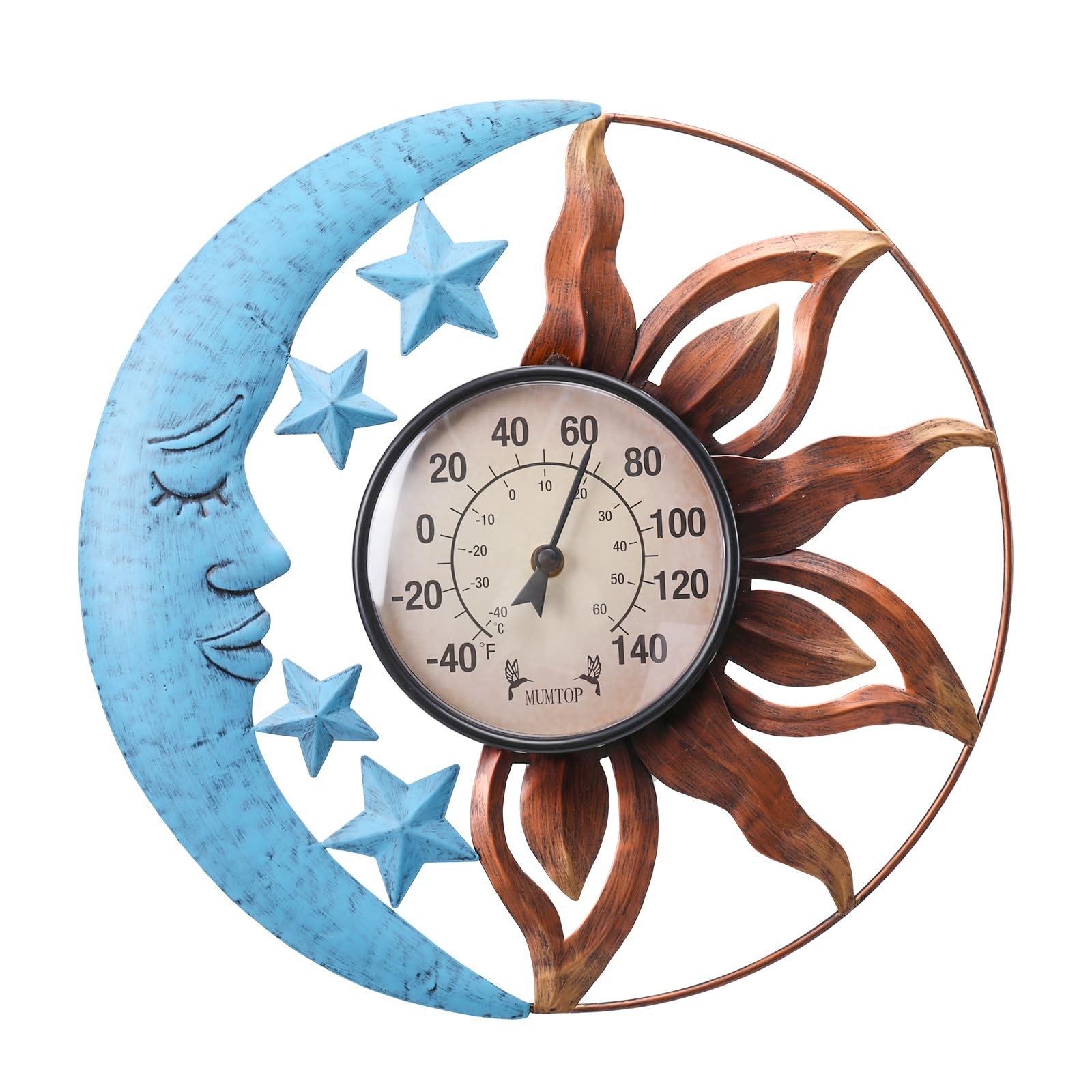 MUMTOP Indoor Outdoor Thermometer - Sun and Moon Wall medium, Moons gallery