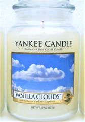 Yankee Candle Retired “VANILLA CLOUDS” ~ Large 22 oz. ~ WHITE LABEL~ RARE ~ NEW