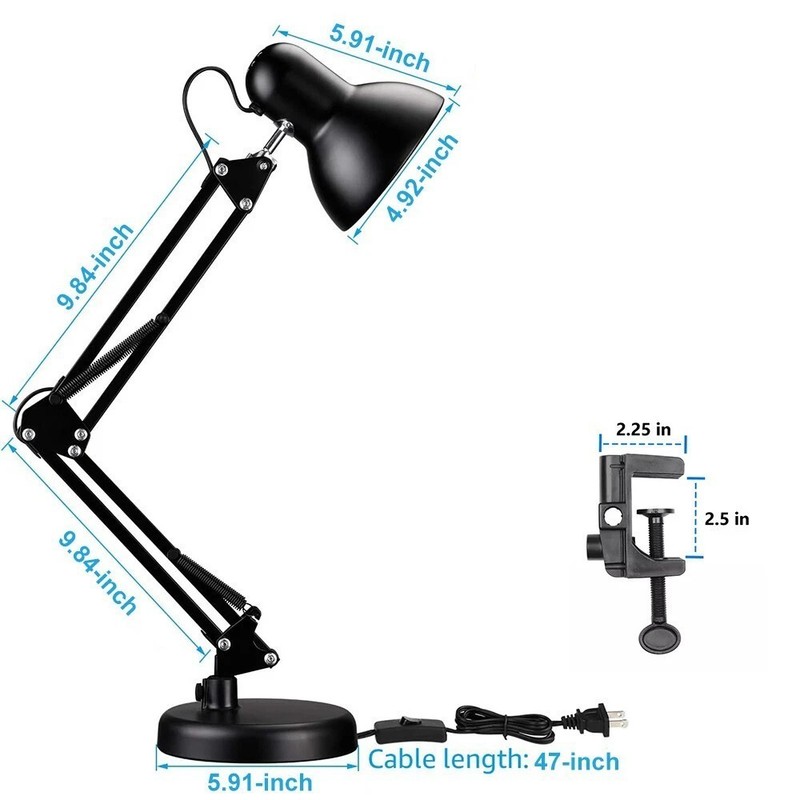 Lamp Desk Architect Arm Swing Adjustable Light Table Clamp Black Metal US gallery