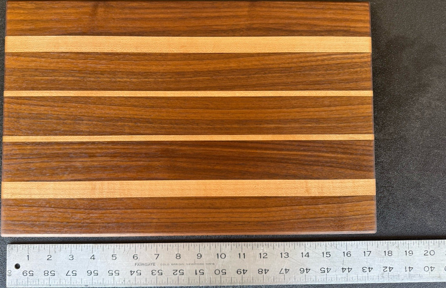 Handmade Medium Brown Wood Striped Rectangular Cutting Board, Medium Size gallery