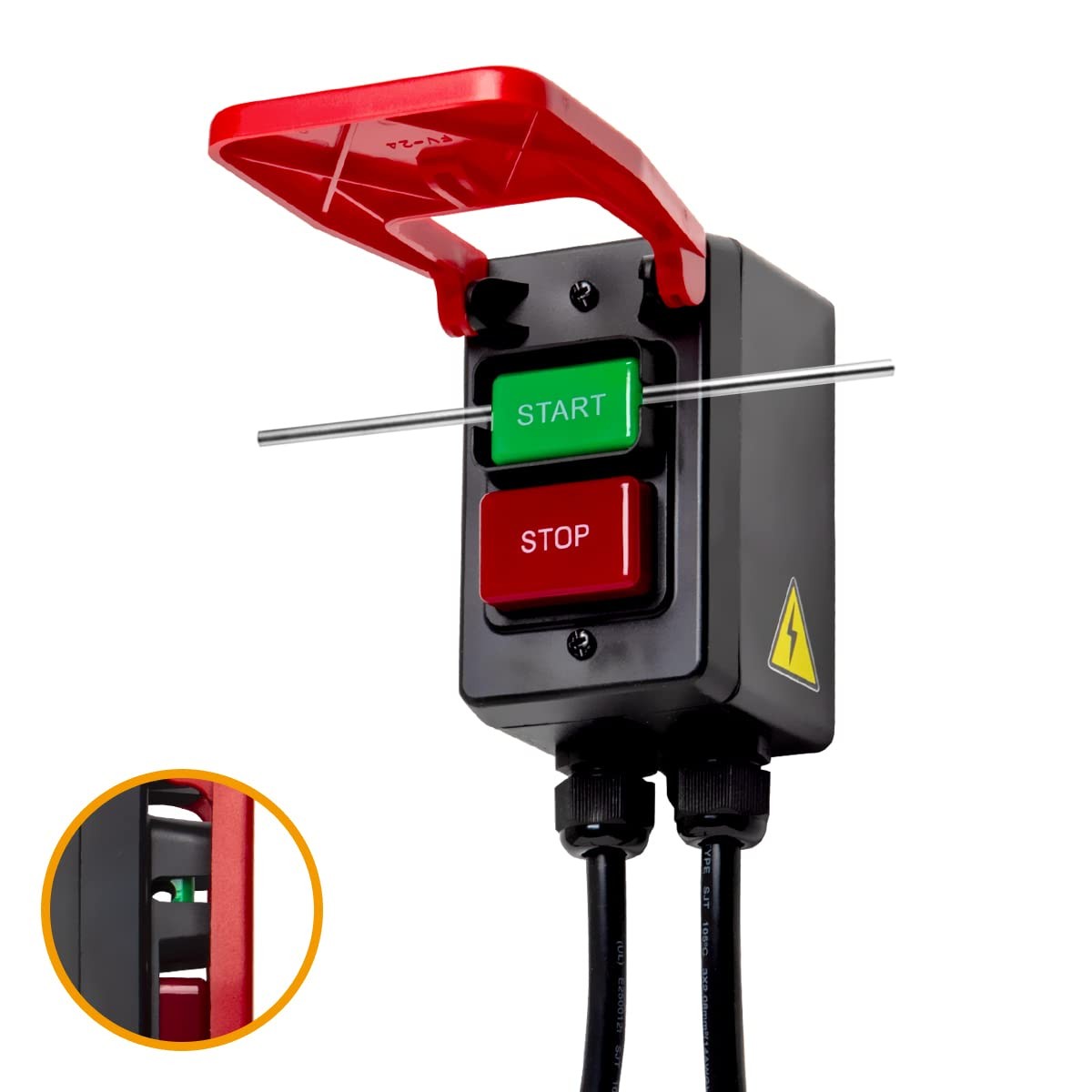 POWERTEC 120V Paddle Switch, 15 Amps at 120 Switch with Cord, Red gallery