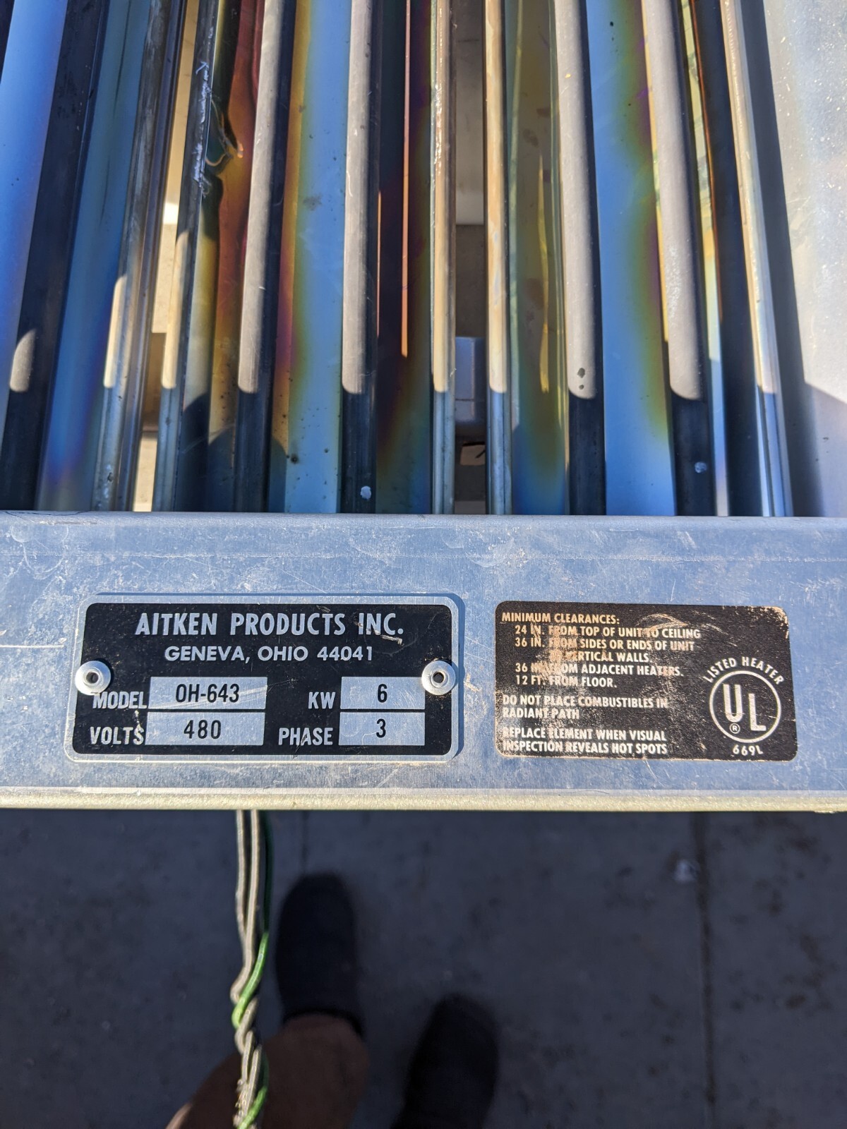 Aitken Products Inc. OH-643 6KW Overhead Heater 480 Volt 3 Phase gallery