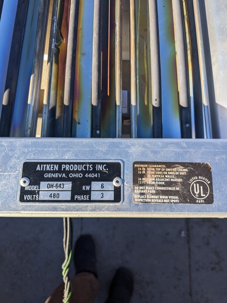 Aitken Products Inc. OH-643 6KW Overhead Heater 480 Volt 3 Phase